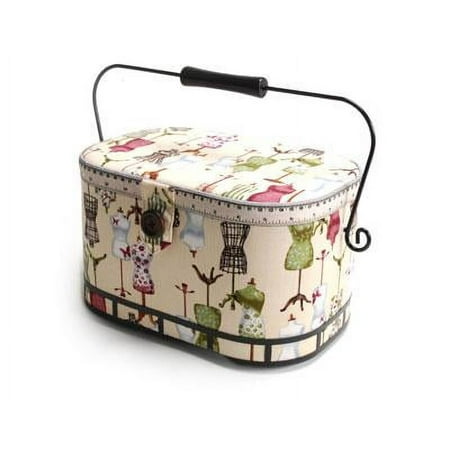 UPC: 0072879622133 | Dritz 15.5 x 9 x 7.5 Multi-color Oval Sewing Basket