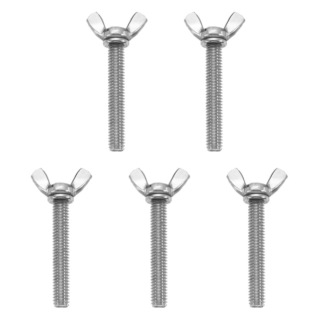 Uxcell Paquete de 5 Tornillos Mariposa 5/16-18" x 2", Sujetadores de Máquina de Acero Inoxidable 304, Tornillos de Mano para Equipos Electrónicos, Tono Plateado