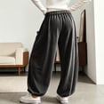 thumbnail image 6 of Evdexr Womens Pants Bohemian Baggy Wide Leg Trousers Corduroy Elastic Drawstring Comfy Bottoms Work Soft Sweatpants with Big Pockets Black L, 6 of 8