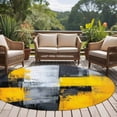 thumbnail image 4 of Abstract Color Block Round Rugs for Living Room 6ft Yellow Block Gradient Gray Modern Non Slip Circle Rug Washable Low-Profile Indoor Carpet for Bedroom, Dining Room, Bathroom, 4 of 9