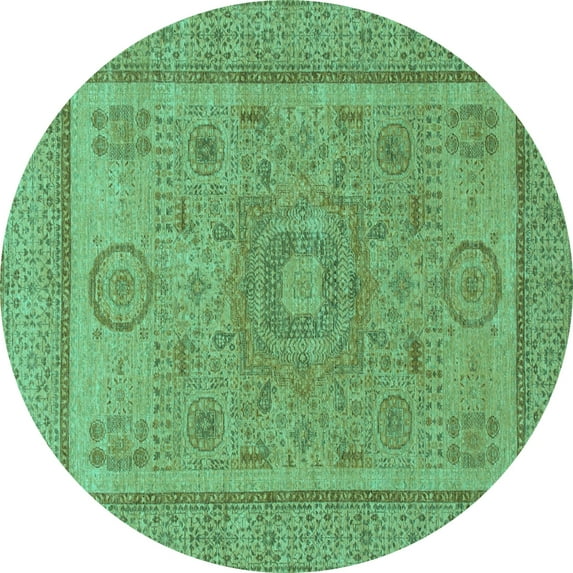Ahgly Company Indoor Round Abstract Turquoise Blue Modern Area Rugs, 6' Round