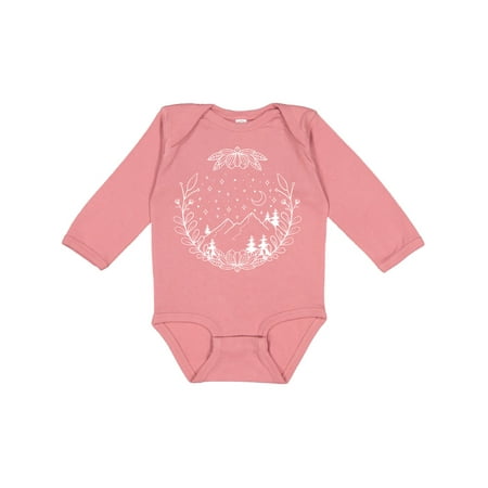 

Inktastic Adventure to the Mountains with Moon and Stars Gift Baby Boy or Baby Girl Long Sleeve Bodysuit