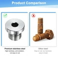 thumbnail image 4 of Paquete de 4 tapones de ajuste de tubo con cabeza hexagonal interna, 1/4 NPT, tapón de socket de acero inoxidable 304 con anillo de sellado, 4 of 6