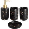 thumbnail image 1 of Juego de accesorios de baño de cerámica de 4 piezas que incluye dispensador de jabón, vaso y jabonera (negro), 1 of 7