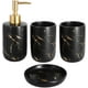 thumbnail image 1 of Juego de accesorios de baño de porcelana de 4 piezas que incluye dispensador de jabón, vaso y jabonera (negro), 1 of 7