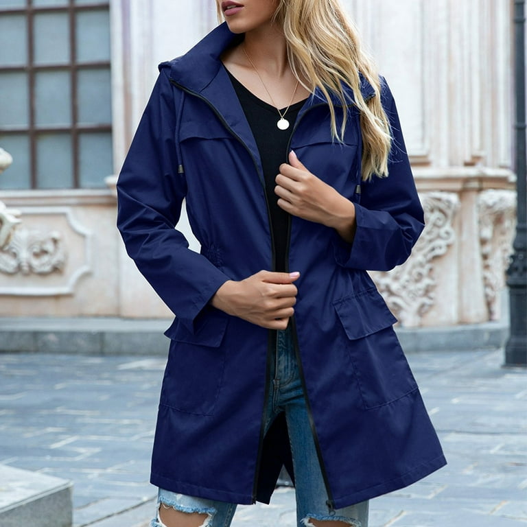 ALSLIAO Womens Raincoat Waterproof Coats With Hood Windbreaker Jackets  Ladies Outdoor 