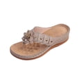 thumbnail image 2 of BADHUB Flower Orthopedic Sandals for Women with Arch Support Dressy Casual Flip Flops Beach Walking Summer Comfortable Sandals Khaki 42, 2 of 6