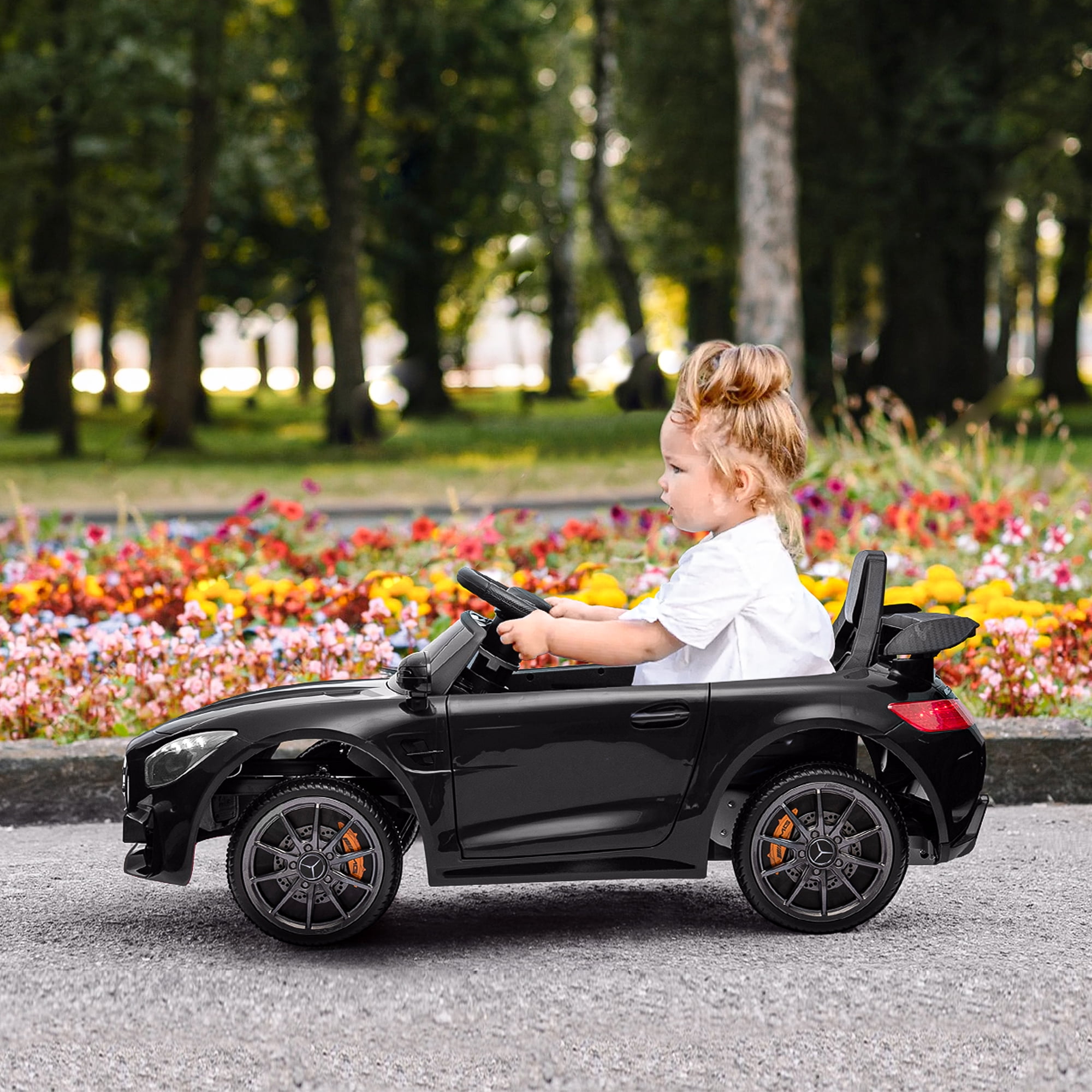 Kepooman Dual Drive 12V 4.5Ah Electric Kids Toy with 2.4G Remote Control Mercedes-Benz Sports Car, Black kids ride on Kepooman Dual Drive 12V 4.5Ah Electric Kids Toy with 2.4G Remote Control Mercedes-Benz Sports Car, Black kids ride on