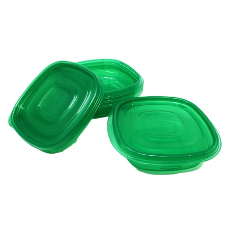 Rubbermaid Transparent Green 2.9 c Square Containers & Green Lids - 1 Set of 4