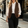 thumbnail image 2 of Atkumj Linen Vest Women Decorative Fake Pockets Stylish Button Front Vests Fashion Casual Solid Color Sleeveless Outerwear for Women L, 2 of 5