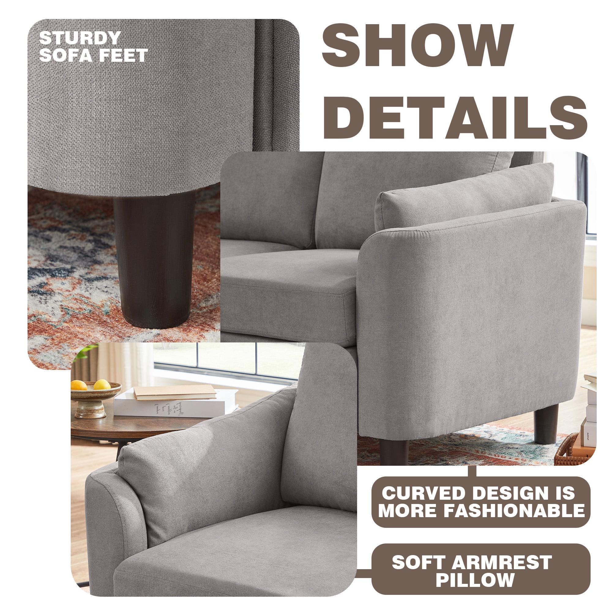 Pingliang Home Sectional Sofa Couch with Storage Ottoman and Loveseat,Modern 5 Seater Sofa Couch Set,L Shaped Couch with Footstool for Living Room Apartment Studio Office,Light Gray