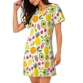 thumbnail image 2 of Easygdp Chemise de Nuit pour Femmes à Avocat et Ananas, Manches Courtes, Décontractée, Imprimée, 2 of 6