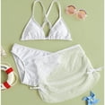 thumbnail image 2 of Gubotare Swim Suit Girls Girls Swimsuit Bathing Suit Solid Color Twist Cross Tropical Floral 3 Piece Girls' Swimwear Bikini with Cover UpSize 14-16 (White,14-16 Years), 2 of 7