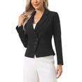 thumbnail image 4 of INSPIRE CHIC Blazer for Women Notched Lapel Button Down Long Sleeve Asymmetric Suit Jacket with Pockets L Black, 4 of 5