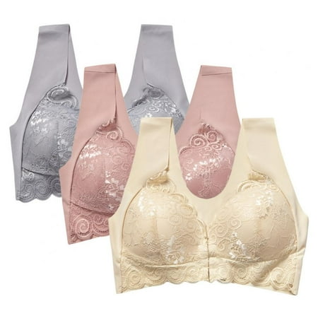 

U-shape Back Thin Bralette Women Thin Section Nursing Bra Front Closure Bra 3/4 Cup Bra Push up Bra Floral Lace Bra Padded Wire Free Bra Vest Type Gather Underwear 3pcs