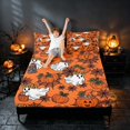 thumbnail image 3 of Homewish Halloween Ghost Pumpkin Bed Sheets, Spider Web Full Size Sheets, Bright Orange Black, 4pcs (1 Flat Sheet, 1 Fitted Sheet and 2 Pillowcases), 3 of 4