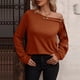thumbnail image 2 of Jersey de mujer con hombros descubiertos, manga larga, color puro, sudadera, blusa para otoño invierno, naranja, M, 2 of 5