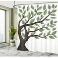 thumbnail image 4 of Ambesonne Landscape Shower Curtain, Tree with Leaves Drawing, 69"Wx84"L, Olive Green and Dark Cocoa, 4 of 4