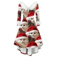 thumbnail image 2 of Women's Fashion V-Neck Casual Slim Fit Christmas Print Furry Party Long Sleeve Dress, Ugly Christmas Sweater Women Style for Festive Fall and Winter Events,Vermilion,2XL, 2 of 4