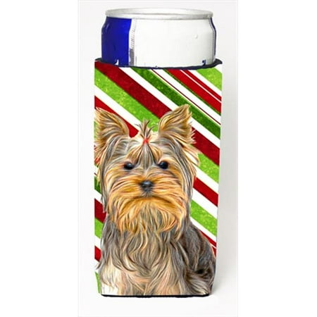 

Candy Cane Holiday Christmas Yorkie & Yorkshire Terrier Michelob Ultra bottle sleeves for slim cans