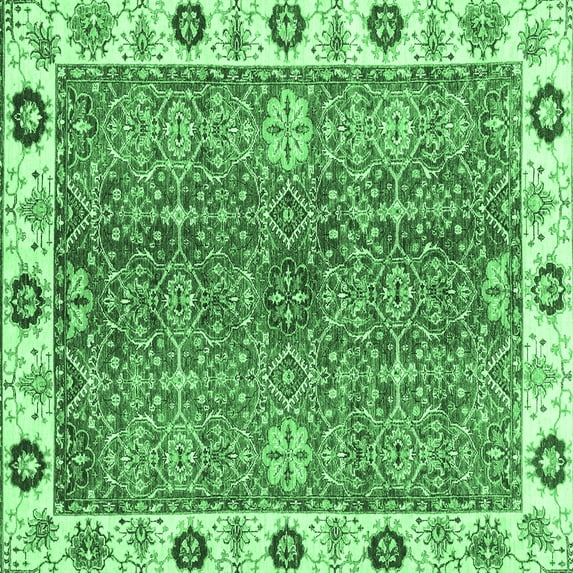 Ahgly Company Indoor Square Oriental Emerald Green Traditional Area Rugs, 3' Square