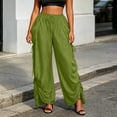 thumbnail image 3 of cocolona Womens Street Casual Plus Size Palazzo Pants Elastic Waist Drawstring Wide Leg Travel Lounge Pants with Pockets, 3 of 5