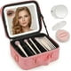 thumbnail image 1 of Cosmetiquera de Viaje, Espejo LED de 3 Colores y Lupa 10X, Incluye Kit de 10 Brochas y Esponja de Maquillaje Rosa, Organizador de Cosméticos Portátil y Estuche de Belleza Profesional (Rosa), 1 of 4