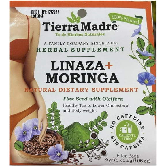 Tierra Madre Slim Tea. Linaza   Moringa Weight Loss (2 Pack of 6 tea bags each)