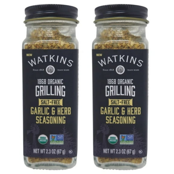 Watkins Garlic & Herb Seasoning, Salt Free – 2 Pack (2.3 oz Each) | No Salt Gourmet Spice Blend for Cooking, Grilling & Seasoning Vegetables, Meat, Pasta, and More