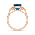 thumbnail image 2 of ANGARA Natural 4.5 ct London Blue Topaz Ring with Diamonds in 14K Rose Gold for Women (Size-11x9mm) | November Birthstone, Anniversary, Jewelry Gift for Women | Natural London Blue Topaz Ring, 2 of 10