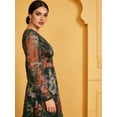 thumbnail image 4 of AURA Women Plus Size Floral Maxi Dress V Neck High Waist Long Sleeve Elegant Dress, 4 of 10