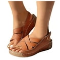 thumbnail image 1 of Women's Platform Orthopedic Slingback Sandals Comfortable Arch Support Wedge Walking Sandals Shoes, 1 of 6