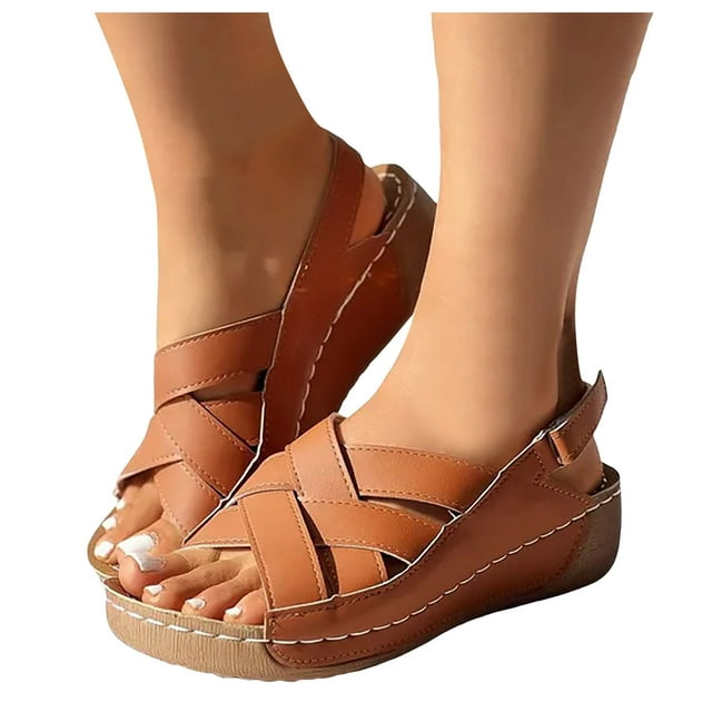 Women's Platform Orthopedic Slingback Sandals Comfortable Arch Support Wedge Walking Sandals Shoes