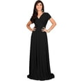 thumbnail image 5 of KOH KOH Long V-Neck Flowy Cap Short Sleeve V-Neck Bridesmaid Wedding Guest Party Formal Summer Sundress Tall Gown Maxi Dress Dresses For Women Black XXX-Large US 22-24 NT074, 5 of 8