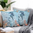 thumbnail image 2 of Seahorse Outdoor Pillow Covers Pack of 2 Coral Starfish Ocean Coastal Waterproof Throw Pillow Covers Decorative Cushion Cases for Patio Garden Tent Balcony Couch 16x16 inch, 2 of 8