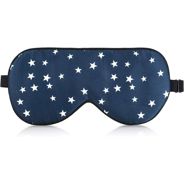 Navaris Antifaz de Seda para Dormir - Antifaz de Seda para Ojos - Accesorio de Diadema Suave para Dormir en Avión - Protección contra la Luz (Azul Marino) JM