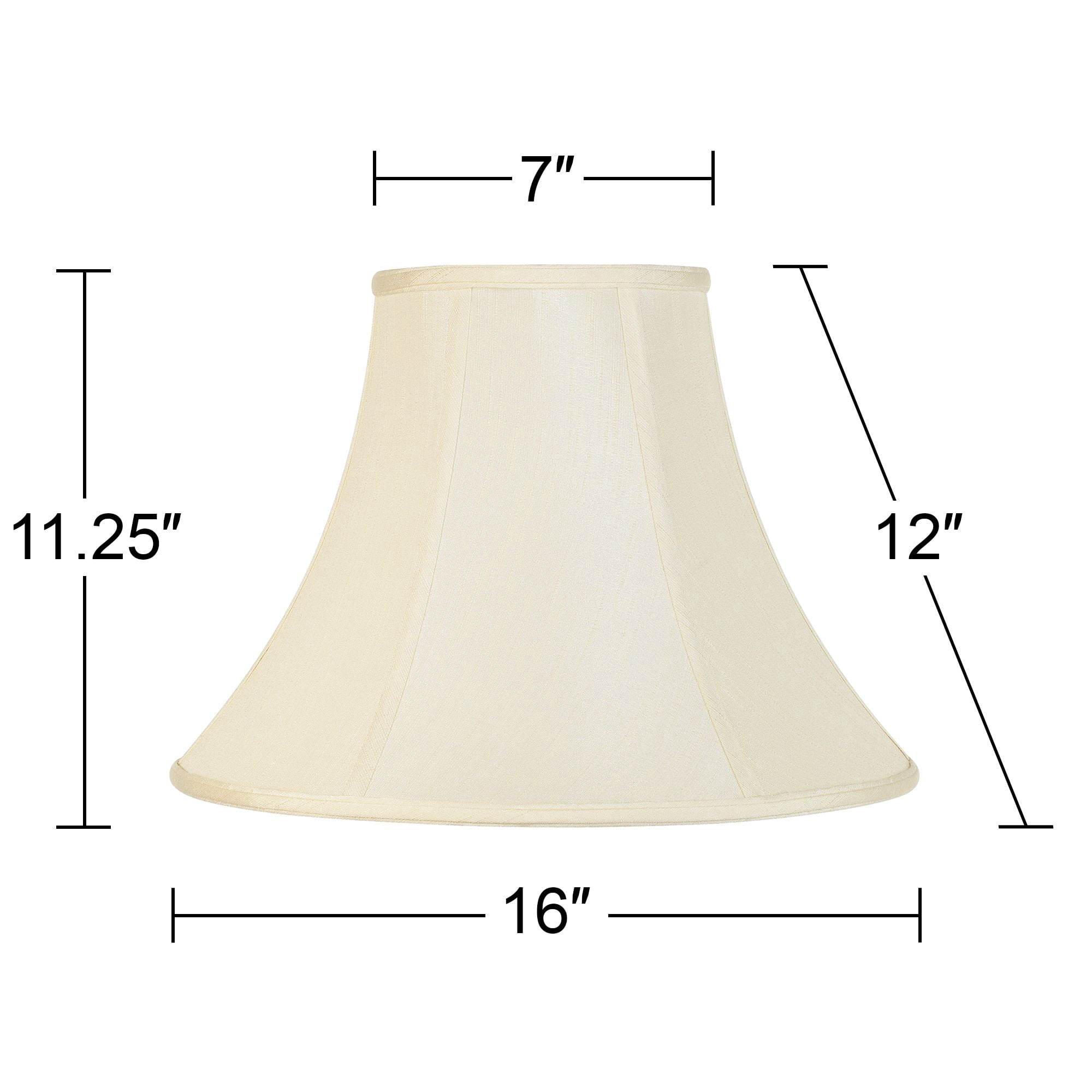Imperial Shade Creme Medium Bell Lamp Shade 7" Top x 16" Bottom x 12" Slant x 11.5" High (Spider) Replacement with Harp and Finial