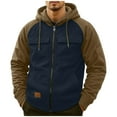 thumbnail image 2 of Mens Zip Up Jackets with Multi-Pockets Fleece Lined Long Sleeve Hoodies & Sweatshirts Casual Color Block Thermal Warm Athletic Workout Outerwear Coats, 2 of 6