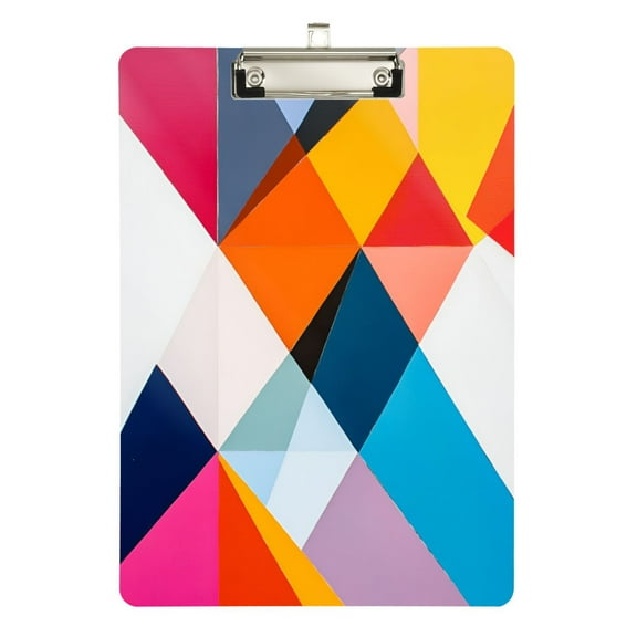 FORMRS Acrylic Clipboard with Low Profile Clip Standard A4 Letter Size, 12.5" x 9", Colorful Triangles