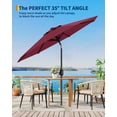 thumbnail image 2 of Parasol de Patio Parasol de Marché 9 Pi Rouge Profond - 8 Baleines Imperméable et Protection UV, Inclinaison et Manivelle pour Table Extérieure, Jardin, Terrasse, au Bord de la Piscine (Lot de 1), 2 of 7