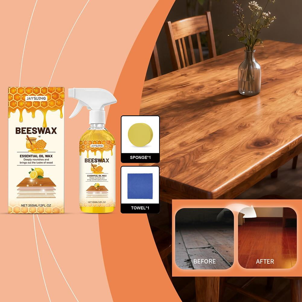 Scratch Erase Beeswax Floor Spray, 2026 New 350ml-Beeswax Wood Polish Spray, Cleans, Restores Shine, Scratches for Floors, Cabinets and Tables, Natural Wood Seasoning Essential Oil
