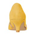 thumbnail image 3 of YDN Women Comfortable Pointy Closed Toe Pumps Kitten Low Heel Slip-on D'Orsay Office Party Dressy Wedding Shoes Size 16 Yellow, 3 of 4