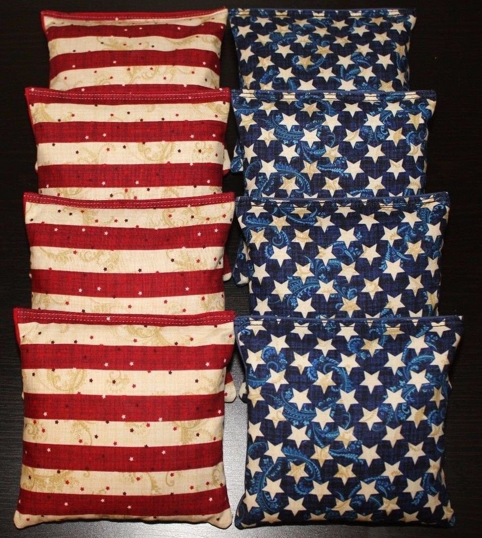 Patriotic AMERICAN STARS Blue & Red Cornhole Bean Bags ACA Regulation Quality!! 
