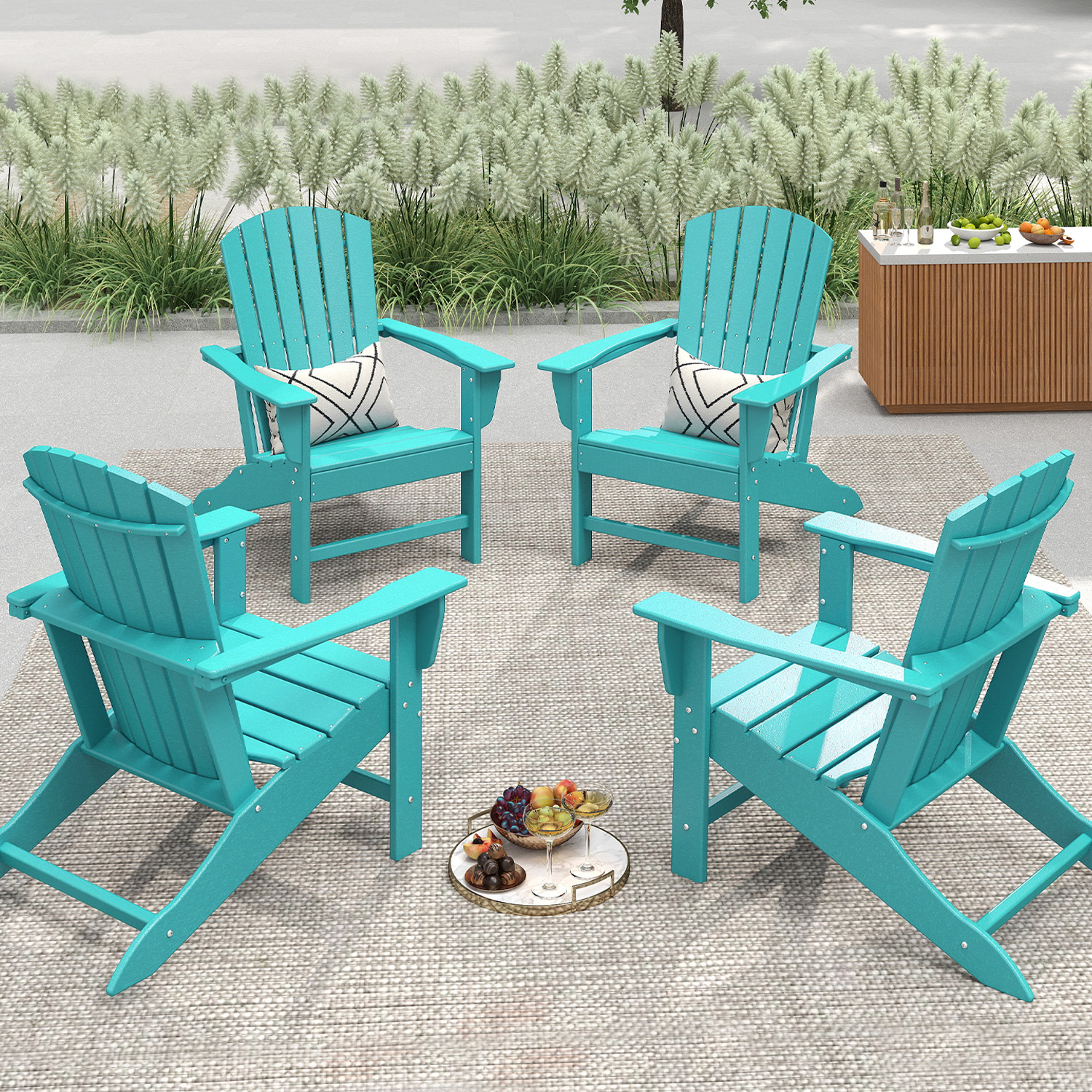 FURRYFECTION Outdoor Adirondack Chair,HDPE All-Weather Adirondack Chair, Plastic Outdoor Patio Lawn Chairs for Patio Garden Backyard Deck,Aqua
