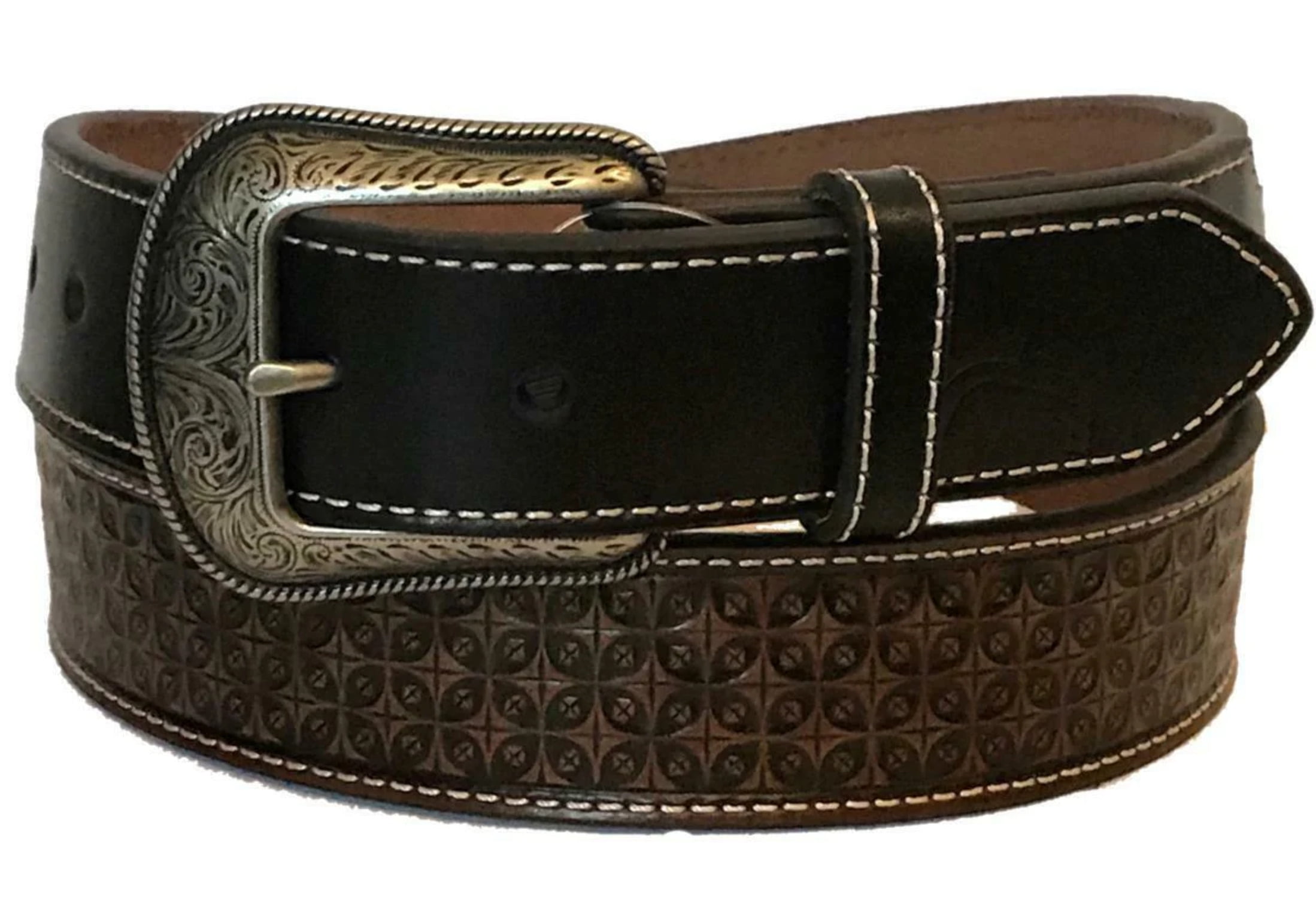 Hooey Men's Brown and Black Basket Weave Western Belt 1654BE1
