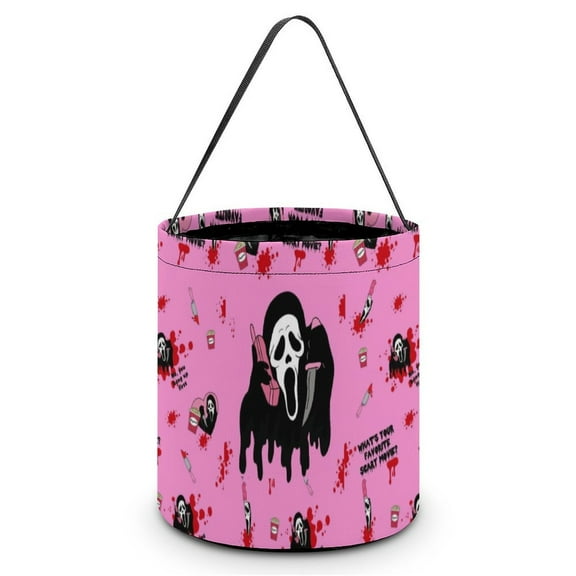 Ghostface Candy Tote Bags Halloween Trick or Treat Bucket Bag Portable Collapsible Reusable Goody Handbag