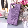 thumbnail image 6 of K-Lion Fit for Apple iPhone 14 Wallet Case with Wrist Strap,Drop Protection Flower & Butterfly Embossed Leather Magnetic Clasp Flip Stand Credit Card Slots Phone Cover,Lightpurple, 6 of 9