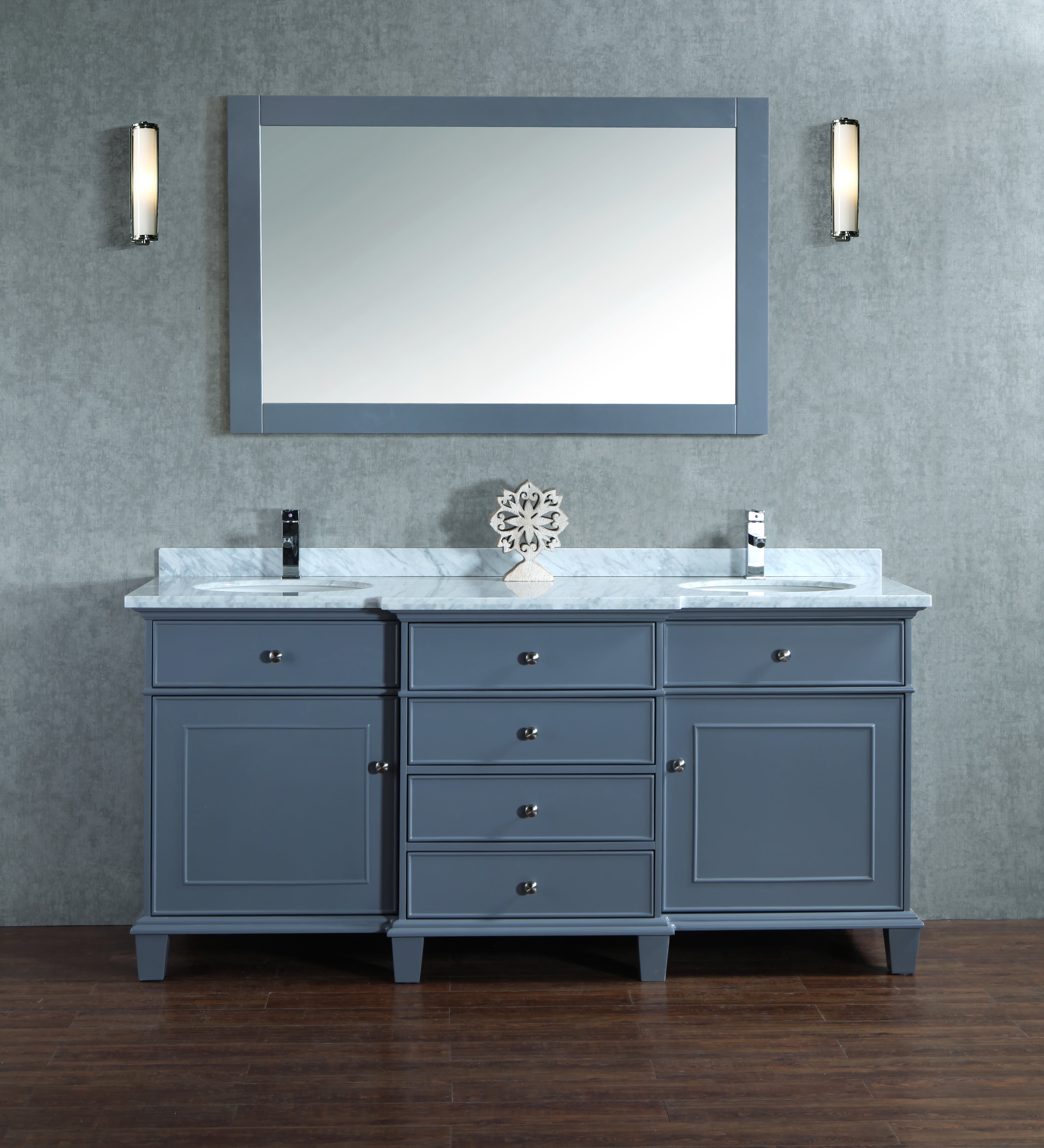 Stufurhome Cadence Grey 60 Inch Double Sink Bathroom Vanity With Mirror Com