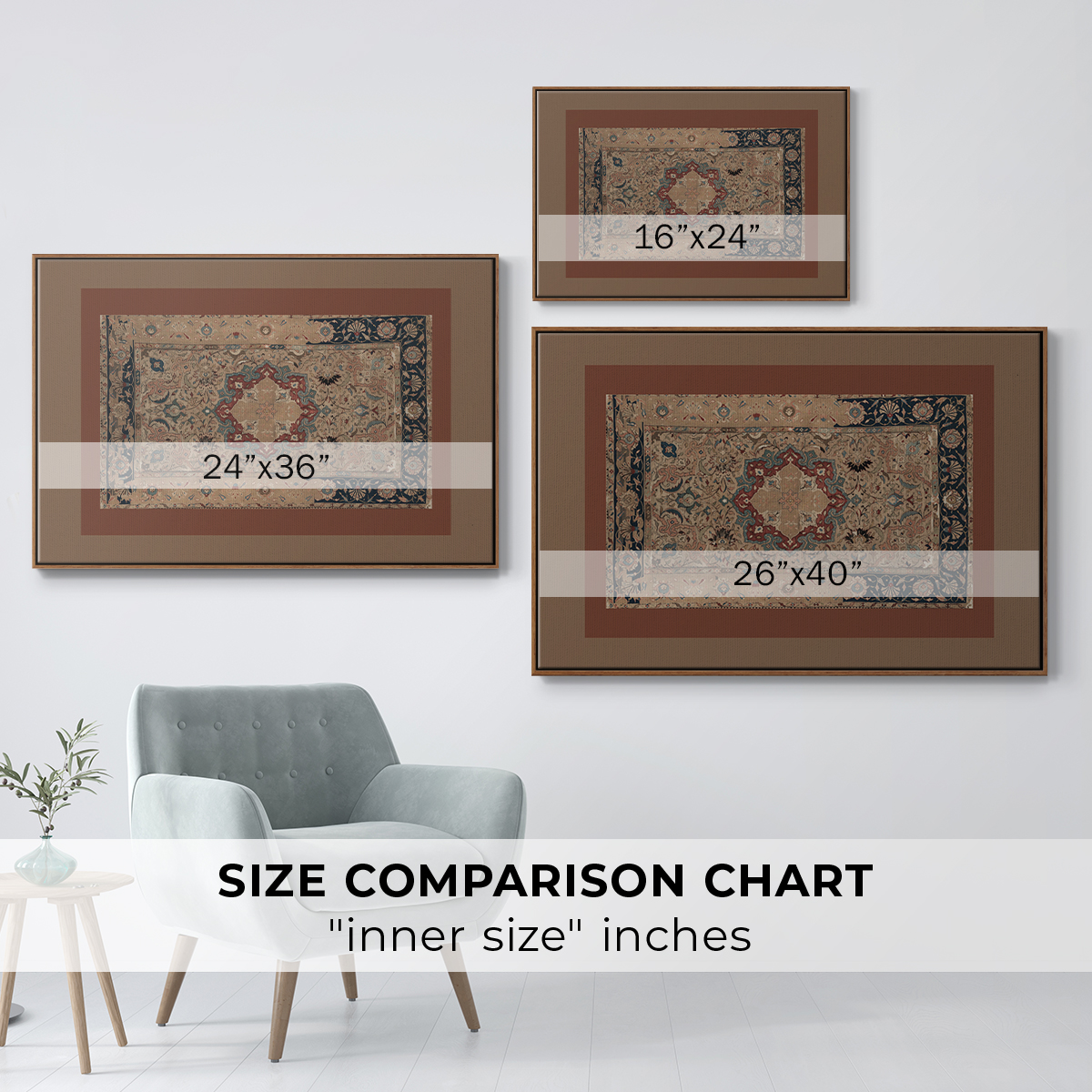 Vintage Abstract Print-XII Framed in Walnut Wood Gallery Wrapped Canvas 25 in. x 37 in.