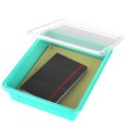 thumbnail image 3 of Storex Plateau de Rangement Plat avec Couvercle, Format Lettre, 10 x 13 x 3 Pouces, Turquoise, Lot de 5, 3 of 6